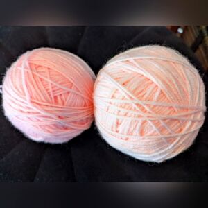 Yarn 2 balls pink and peach  Large balls 378g total